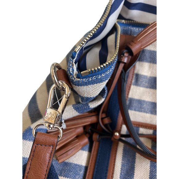 Splendid Nautical Striped Canvas & Leather Weekender Bag - Picture 6 of 6